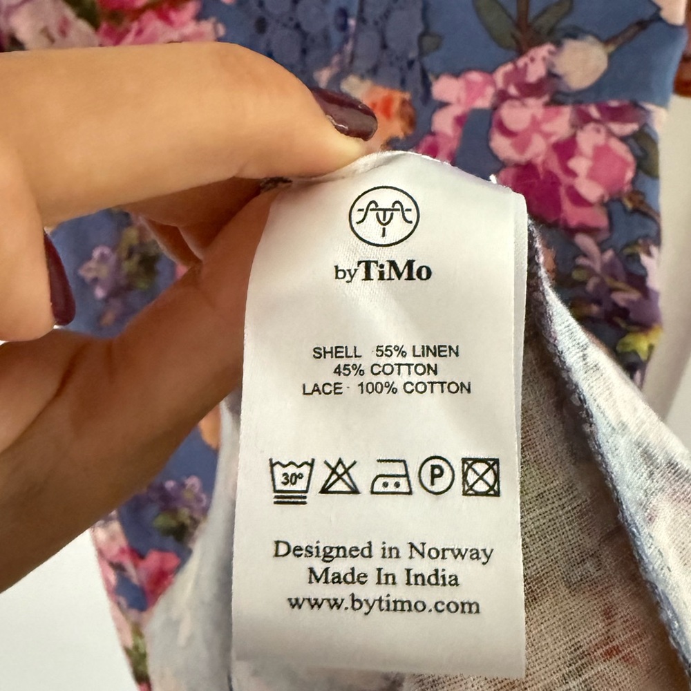 Bytimo blue floral dress with flutter sleeves size S - Picture 7 of 7